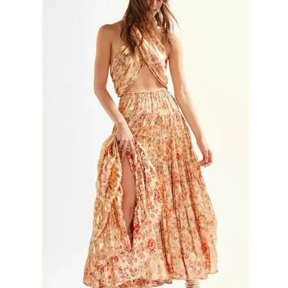 NWT Free People Shimmering Something Magical Floral Maxi Dress
